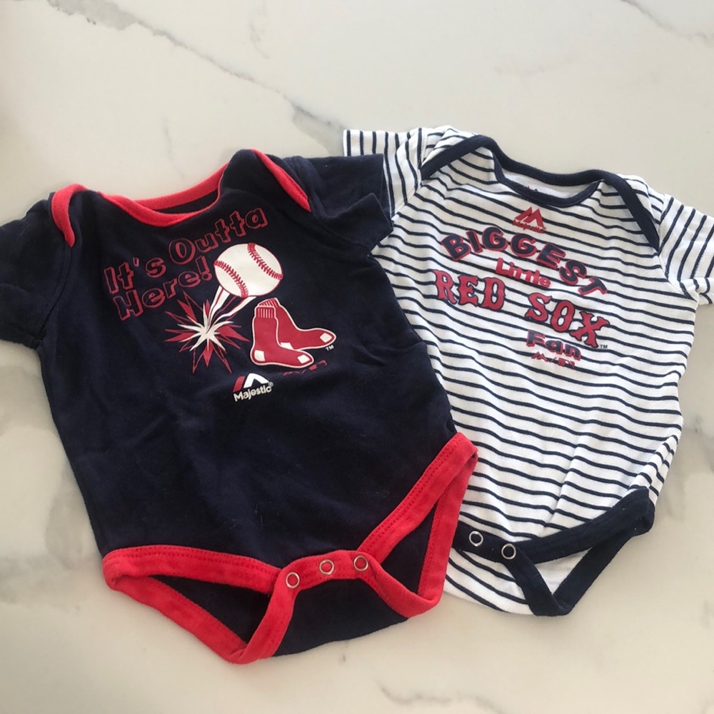MLB Boston Red Sox Baby Onesies 6-9M | Set of 2 Bodysuits | Baseball